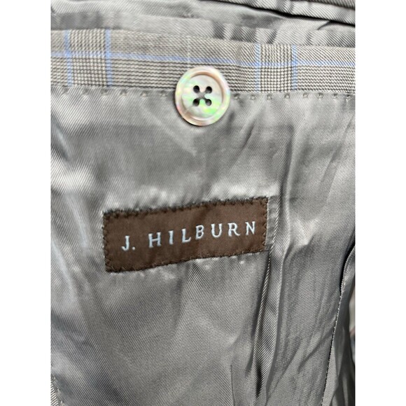 J Hilburn Vitale Barberis Men 36R Blazer European Fit Gray Wool Glen Plaid - Picture 11 of 16